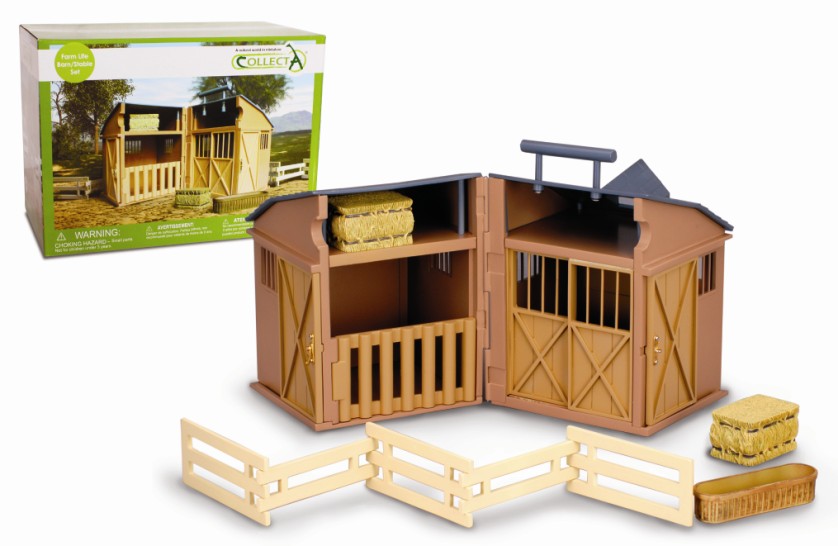 PFERDESTALL SPIELSET MIT ZUBEHÖR im Geschenkkarton